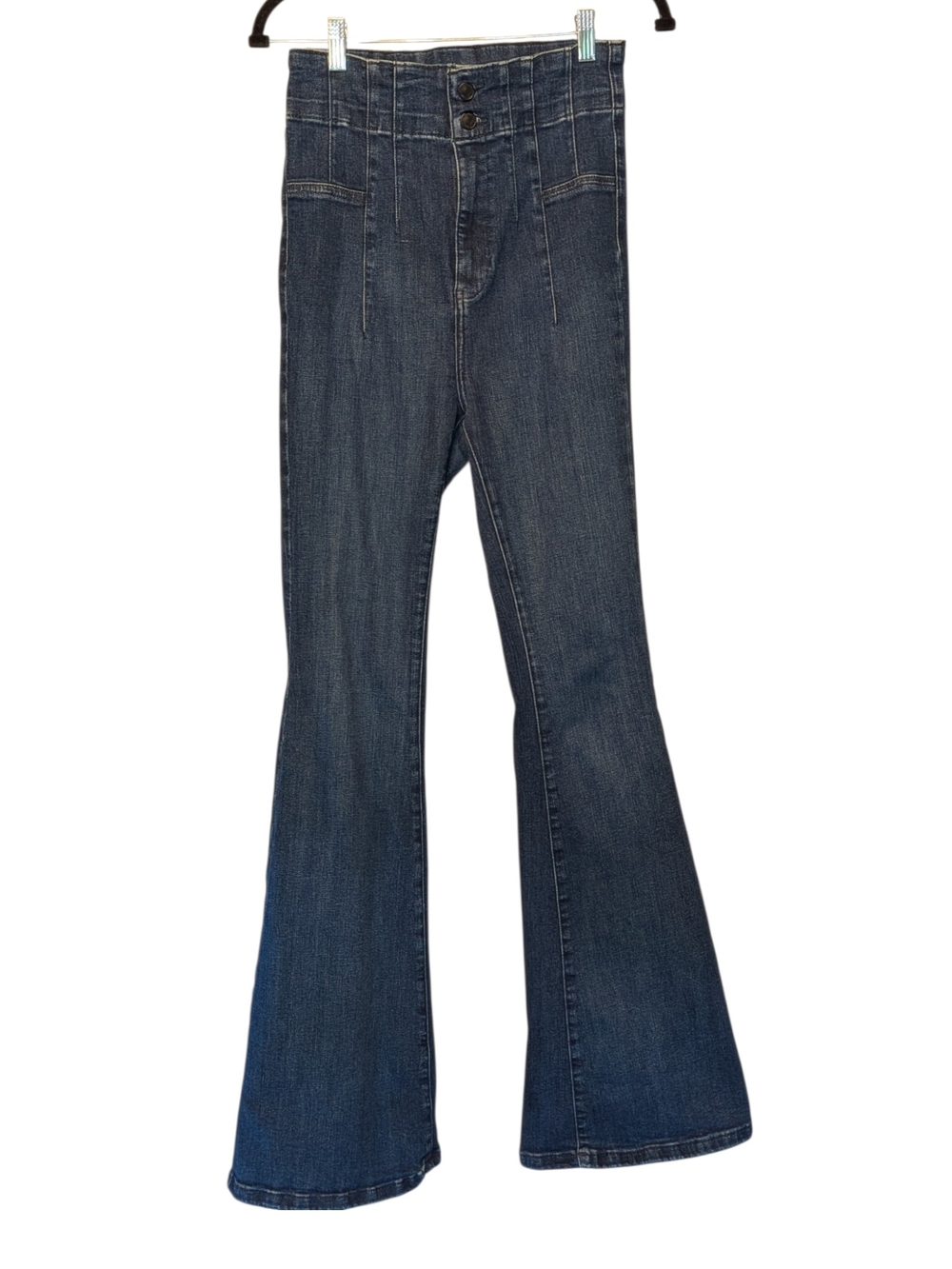 We The Free Dark Blue High-Rise Flare Jeans